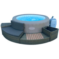 Bestway – Ensemble mobilier 4 modules pour spa gonflable rond 200 cm – Structure aluminium et osier PP/PE – Confort optimal pour détente