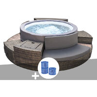 Netspa – Spa portable semi-rigide rond 4-6 places – Bulles – Dimensions 184 x 73 cm – Volume 1100 L – Épaisseur vinyle 60/100