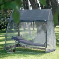 M&S – Hamac balancelle Tonga avec moustiquaire – Acier traité – Dimensions 233 x 139 x 205 cm – Charge max 120 kg