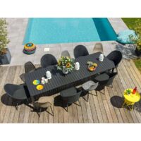 M&S – Table de jardin extensible en aluminium gris anthracite – 8/12 places – Dimensions 180/240/300 x 100 x 76 cm – Rallonge coulissante