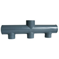 Fitt – Collecteur d'aspiration 3 entrées 40 mm/1 sortie 50 mm – PVC PN16 – Pour pression jusqu'à 16 bars – Livré avec 2 bouchons