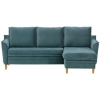 Amour Corner Sofa Bed With Storage-Velluto 12 - Dirty Blue - Velluto 12