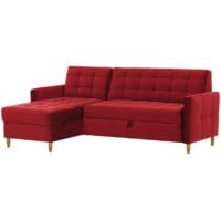 Velocity Corner Sofa Bed With Storage-Velluto 7 - Dark Red - Velluto 7
