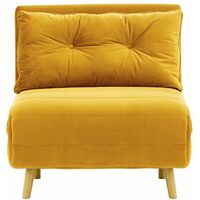 Flic Single Sofa Bed Chair - width 77 cm-Velluto 8-like oak - Mustard - Velluto 8