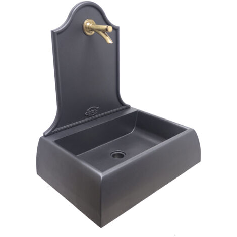 Fontaine murale en fonte gris Lione pour mur de balcon de jardin de maison avec robinet en laiton choisissez la finition : bruni 265