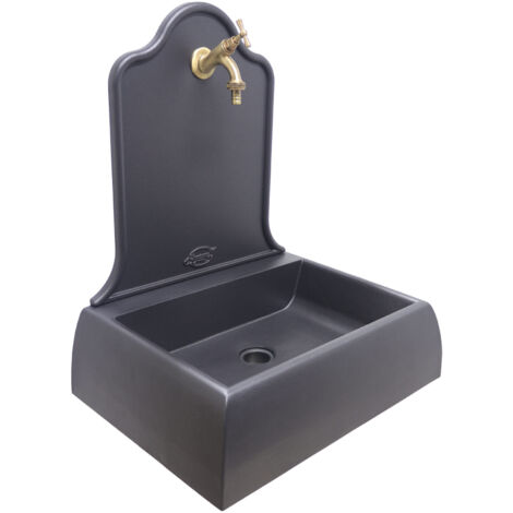 Vasca A Muro Venezia In Ghisa - Lavello Da Esterno Con Sifone Brunito