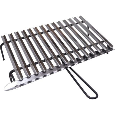 Fonderia Bongiovanni – Grille de barbecue en acier inoxydable AISI 430 – Récupération des graisses – Dimensions 50x35 cm – Compatible réchauds et barbecues