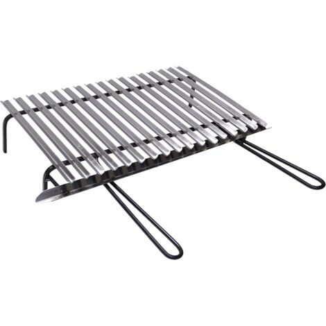 Fonderia Bongiovanni – Grille inox pour barbecue 60x35 cm – Acier inoxydable AISI 430 – Récupération des graisses – Pour cuisson sur tous types de barbecues