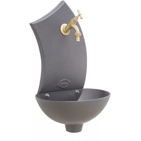Fontaine murale modèle Pinta pour jardin potager avec or sans robinet au choix  : avec robinet ent laiton bruni
