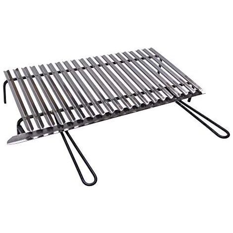 Fonderia Bongiovanni – Grille inox pour barbecue 80x35 cm – Acier inoxydable AISI 430 – Récupération des graisses – Surface de cuisson optimale