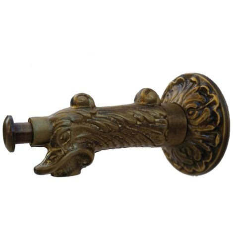 Fonderia Bongiovanni – Robinet à bouton poussoir en laiton bruni – Projection 12 cm – 1/2' connexion – Complet avec rosace pour fontaine de jardin