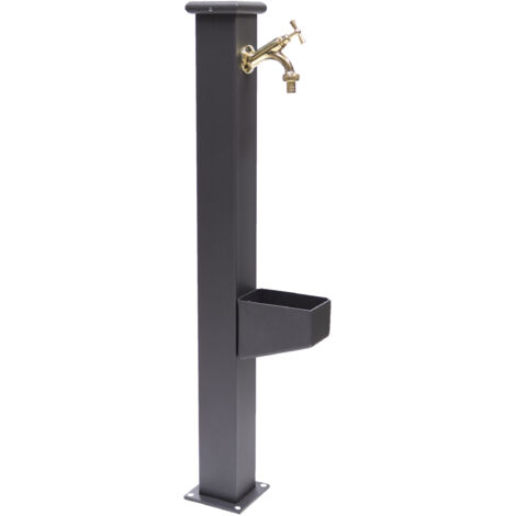 Fonderia Bongiovanni – Fontaine colonne Itaca en acier enduit époxy – Robinet en laiton poli – Hauteur 90 cm – Projection 10 cm – Largeur 8,5 cm