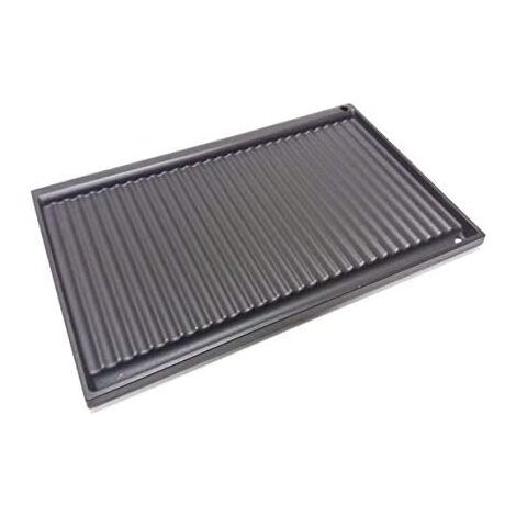 Fonderia Bongiovanni – Grille en fonte émaillée double face 59,5x38 cm – Surface lisse et rayée – Trou de drainage pour cuisson des graisses – 13kg (1/3)