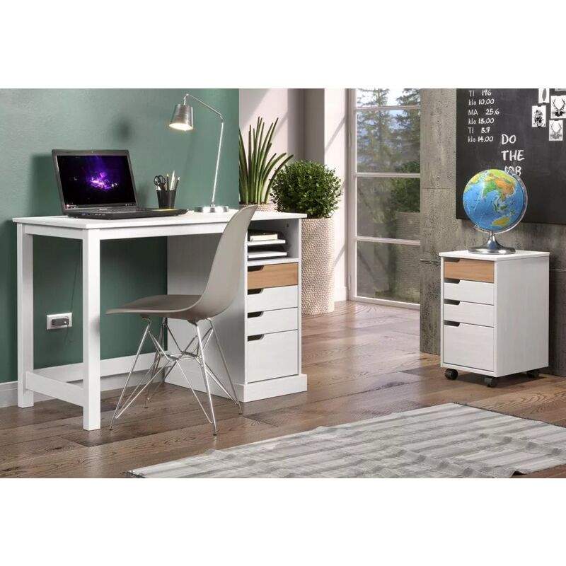 Bureau d'ordinateur avec étagères de rangement 119,4 cm Bureau blanc avec  tiroirs Petit bureau d'écriture pour enfant Table d'étude d'étudiant Bureau  de jeu moderne en bois pour ordinateur portable pour travail à