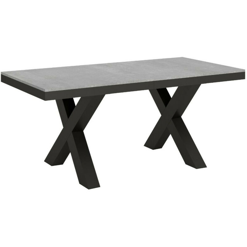 Table à manger extensible plaqué chêne pieds métal 6-8 personnes AGUSTIN