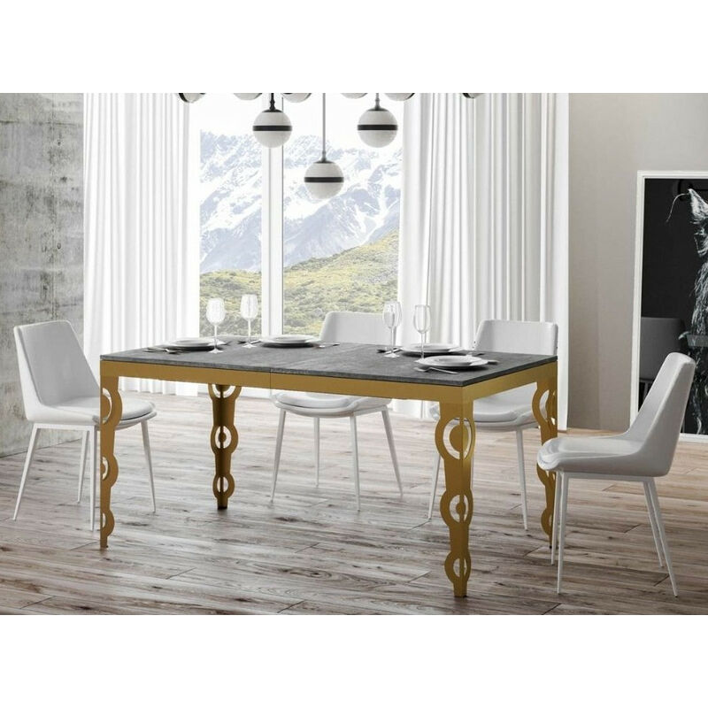 Table de salle à manger extensible Extensio armature en chêne couleur  naturelle avec plateau rectangulaire en chêne couleur naturelle 180 x 90 x  76 cm