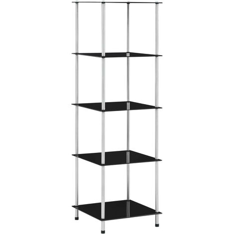 Étagère à 5 niveaux Noir 40x40x130 Verre trempé (1/5)