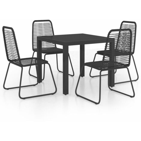 Salon de jardin 5 pcs Rotin PVC Noir 3 (1/5)