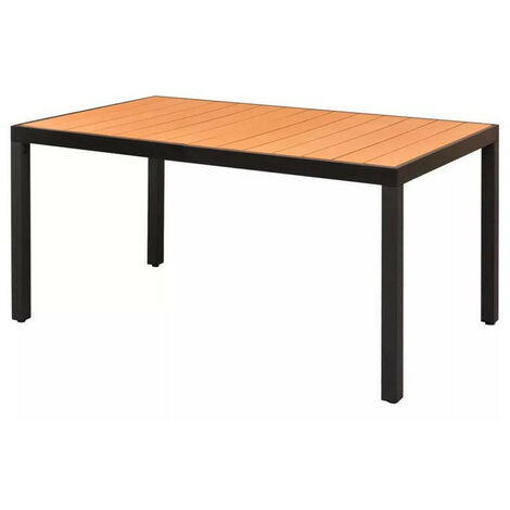 Table de jardin WPC marron et pieds métal noir Etrino 150cm (1/2)