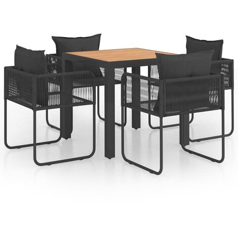 Salon de jardin 5 pcs PVC Résine tressée Noir et marron (1/5)