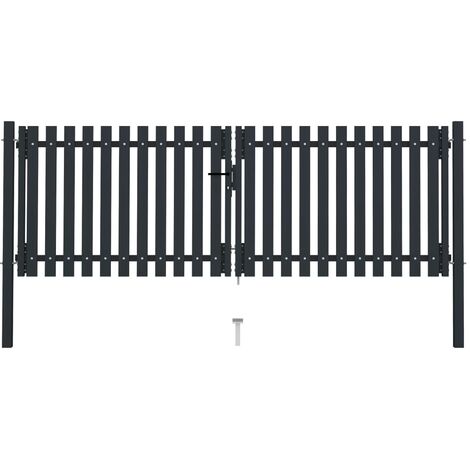 Portail de clôture à double porte Acier 306x125 Anthracite (1/5)