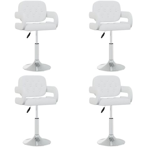 Chaises pivotantes de salle à manger 4 pcs Blanc Similicuir 13 (1/5)