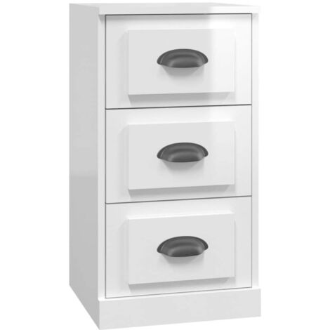 Buffet blanc brillant 36x35,5x67,5 bois d'ingénierie (1/5)