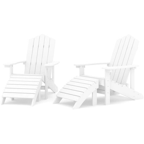Chaises de jardin Adirondack avec repose-pieds 2 pcs PEHD Blanc (1/3)