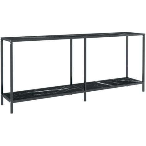 Table console Noir 180x35x75,5 Verre trempé et acier Mouki (1/5)