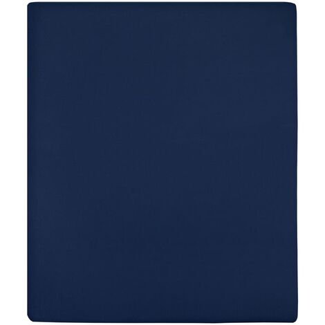 Drap-housse Jersey Bleu marine 90x200 Coton (1/4)