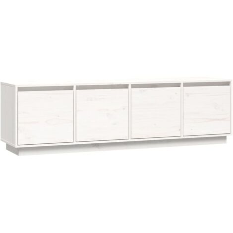 Meuble TV Blanc 156x37x45 Bois de pin massif (1/5)