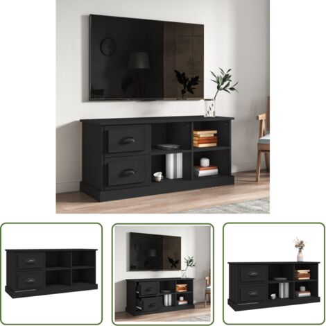 Meuble TV noir 102x35,5x47,5 bois d'ingénierie (1/5)