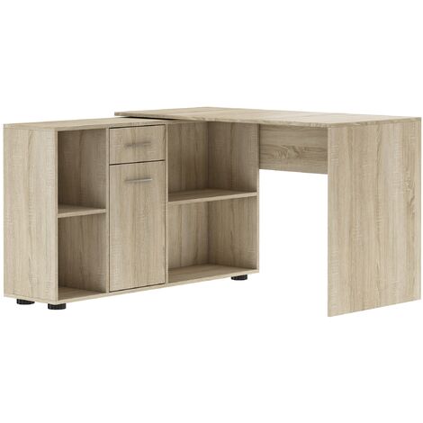 Bureau d'angle modulable bois Sonoma avec rangement Kalilo 120cm (1/5)