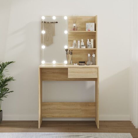 Coiffeuse avec LED Chêne sonoma 74,5x40x141 (1/5)