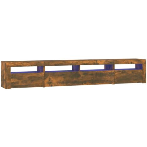 Meuble TV avec lumières LED Chêne fumé 240x35x40 (1/5)