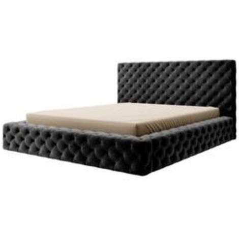 Lit coffre Prince prestige – Élégance du tissu capitonné-Noir-160x200 (1/5)