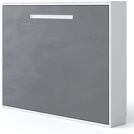 Lit escamotable horizontal 90x200 Molane-Coffrage Blanc-Façade Gris anthracite (1/5)