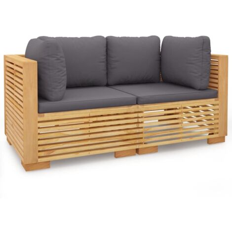 Canapés d'angle de jardin et coussins 2 pcs Bois de teck massif (1/5)