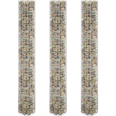 Lit surélevé à gabion circulaire 3pcs Acier galvanisé Ø30x200cm (1/5)