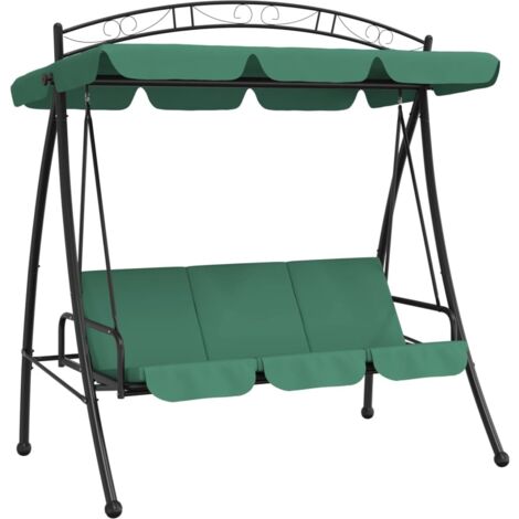 Balancelle de jardin avec auvent vert 198cm tissu et acier (1/5)