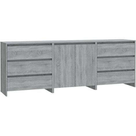 Buffets 3 pcs Sonoma gris Bois d'ingénierie (1/5)