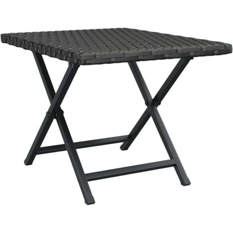 Table pliable noir 45x35x32 cm résine tressée (1/5)