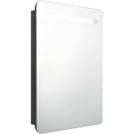 Armoire de salle de bain à miroir LED Noir brillant 60x11x80 cm (1/5)