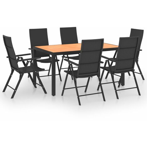 Ensemble de salle à manger de jardin 7 pcs Noir et marron 2 (1/5)