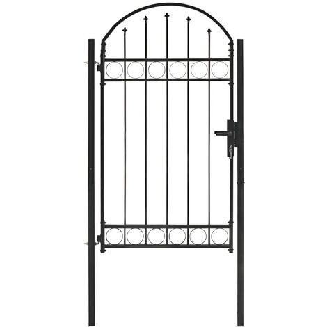 Portail de jardin avec dessus arqué Acier 100x175 Noir (1/5)