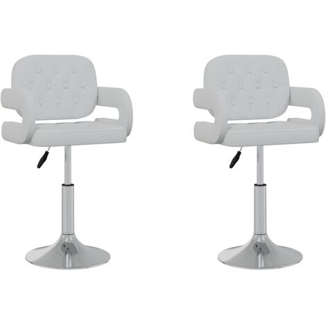 Chaises pivotantes de salle à manger 2 pcs Blanc Similicuir 18 (1/5)