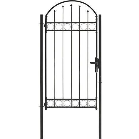 Portail de jardin avec dessus arqué Acier 100x250 Noir (1/5)