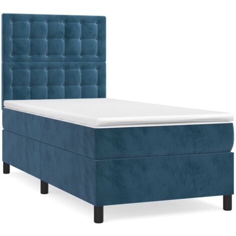 Lit à sommier tapissier avec matelas Bleu foncé 100x200 (1/5)