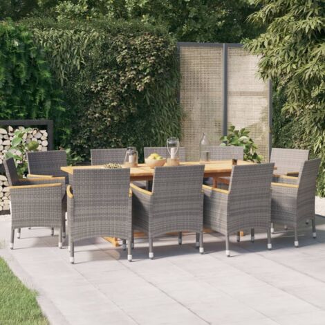 Ensemble de salle à manger de jardin 11 pcs avec coussins Gris (1/5)