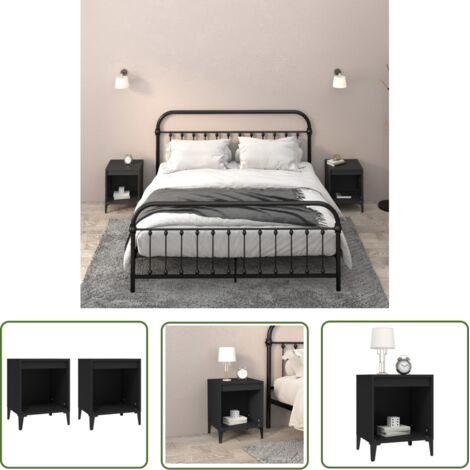 Tables de chevet 2 pcs Noir 40x35x50 (1/5)
